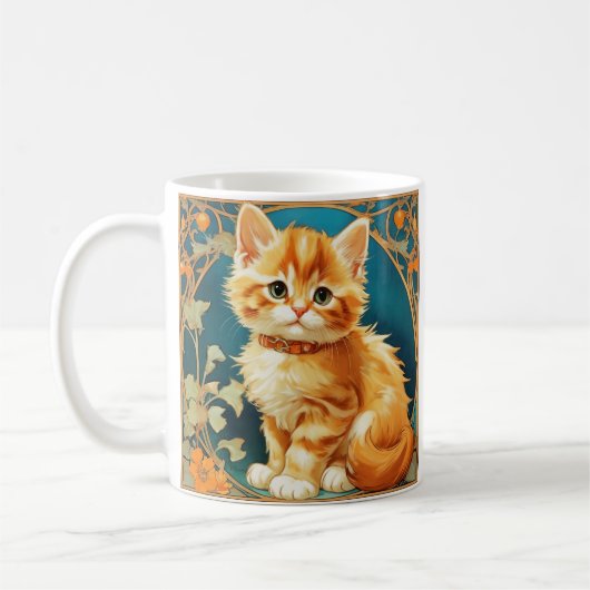 Alphonse Mucha Art Nouveau Cat Kaffeetasse (Links)