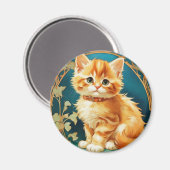 Alphonse Mucha Art Nouveau Cat Magnet (Vorderseite/Rückseite)