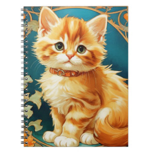 Alphonse Mucha Art Nouveau Cat Notizblock