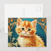 Alphonse Mucha Art Nouveau Cat Postkarte (Vorne/Hinten)