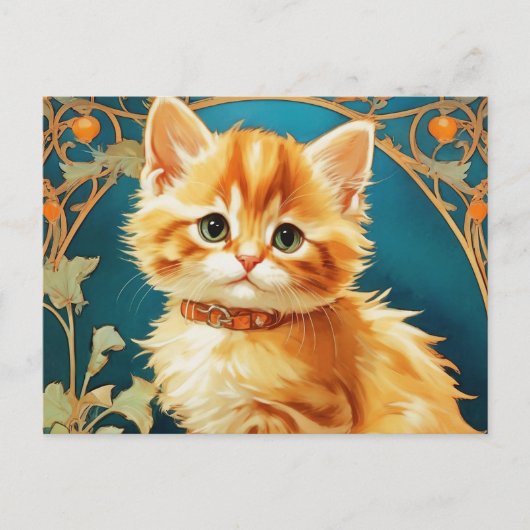 Alphonse Mucha Art Nouveau Cat Postkarte (Vorderseite)