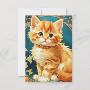 Alphonse Mucha Art Nouveau Cat RSVP Karte
