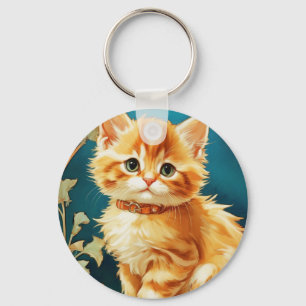 Alphonse Mucha Art Nouveau Cat Schlüsselanhänger