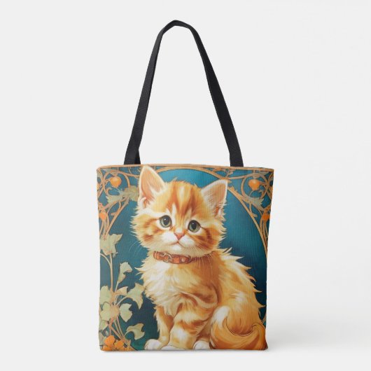 Alphonse Mucha Art Nouveau Cat Tasche (Rückseite)
