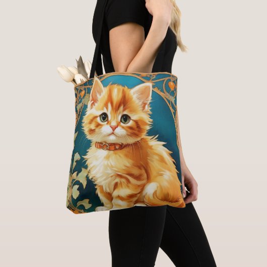 Alphonse Mucha Art Nouveau Cat Tasche (Von Nahem)