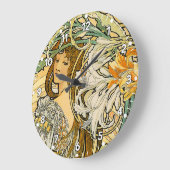 Alphonse Mucha Art Nouveau Clock Große Wanduhr (Winkel)