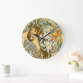 Alphonse Mucha Art Nouveau Clock Große Wanduhr (Zuhause)