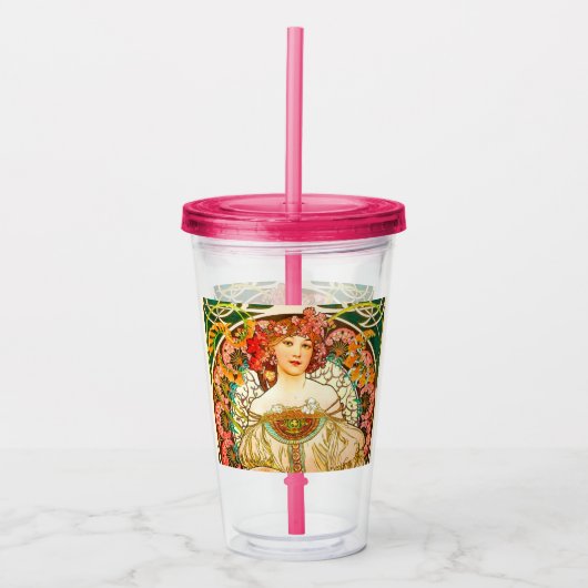 Alphonse Mucha Art Nouveau Daydream Acryltrinkbecher (Vorderseite)