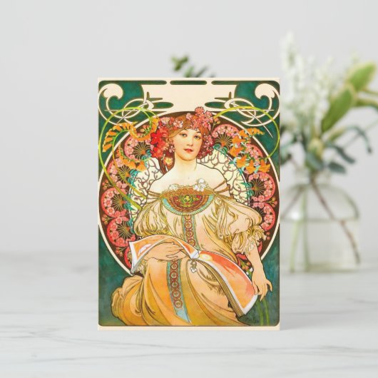 Alphonse Mucha Art Nouveau Daydream Einladung (Stehend Vorderseite)