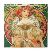 Alphonse Mucha Art Nouveau Daydream Fliese (Vorderseite)