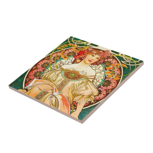 Alphonse Mucha Art Nouveau Daydream Fliese (Seite)