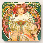 Alphonse Mucha Art Nouveau Daydream Getränkeuntersetzer (Vorderseite)