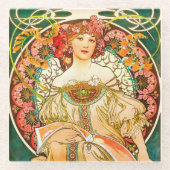 Alphonse Mucha Art Nouveau Daydream Glasuntersetzer (Vorderseite)