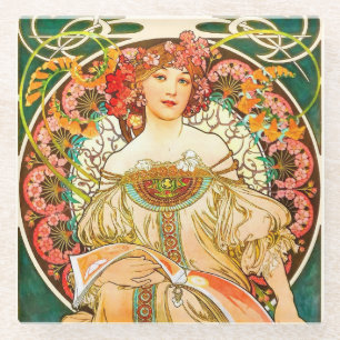 Alphonse Mucha Art Nouveau Daydream Glasuntersetzer