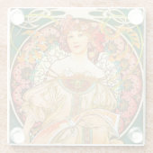 Alphonse Mucha Art Nouveau Daydream Glasuntersetzer (Rückseite)
