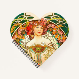 Alphonse Mucha Art Nouveau Daydream Notizblock