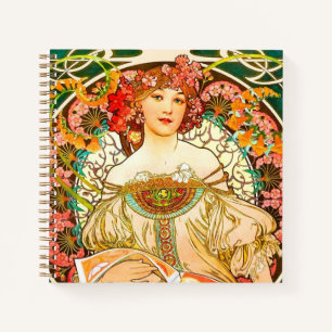 Alphonse Mucha Art Nouveau Daydream Notizblock
