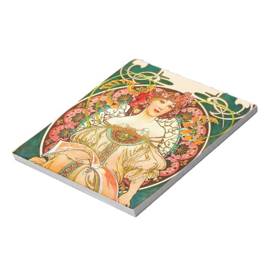 Alphonse Mucha Art Nouveau Daydream Notizblock (Rotiert)