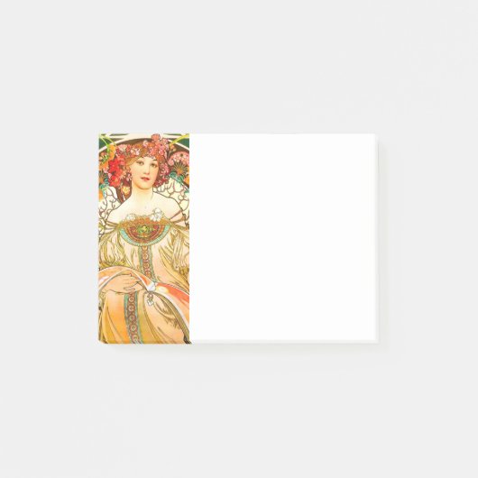 Alphonse Mucha Art Nouveau Daydream Post-it Klebezettel (Vorderseite)