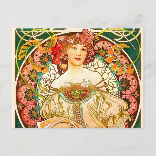 Alphonse Mucha Art Nouveau Daydream Postkarte (Vorderseite)