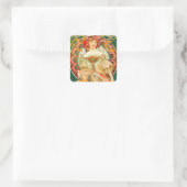 Alphonse Mucha Art Nouveau Daydream Quadratischer Aufkleber (Tasche)