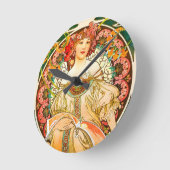 Alphonse Mucha Art Nouveau Daydream Runde Wanduhr (Winkel)