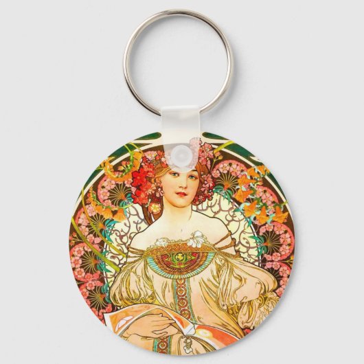Alphonse Mucha Art Nouveau Daydream Schlüsselanhänger (Vorderseite)