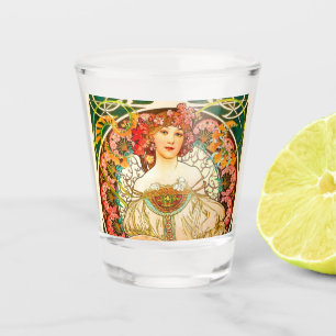 Alphonse Mucha Art Nouveau Daydream Schnapsglas