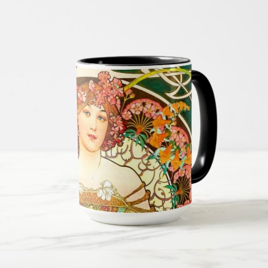 Alphonse Mucha Art Nouveau Daydream Tasse (VorderseiteRechts)
