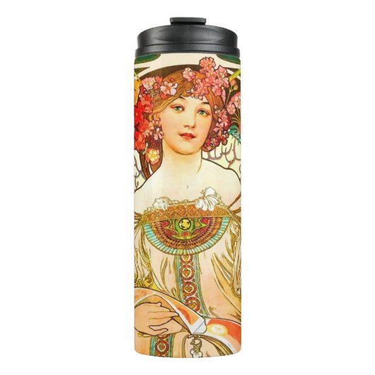 Alphonse Mucha Art Nouveau Daydream Thermosbecher (Vorderseite)