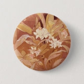 Alphonse Mucha Art Nouveau Floral Detail Button (Vorderseite)