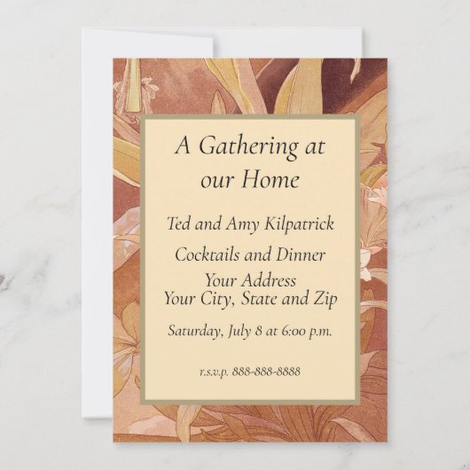 Alphonse Mucha Art Nouveau Floral Detail Einladung (Rückseite)