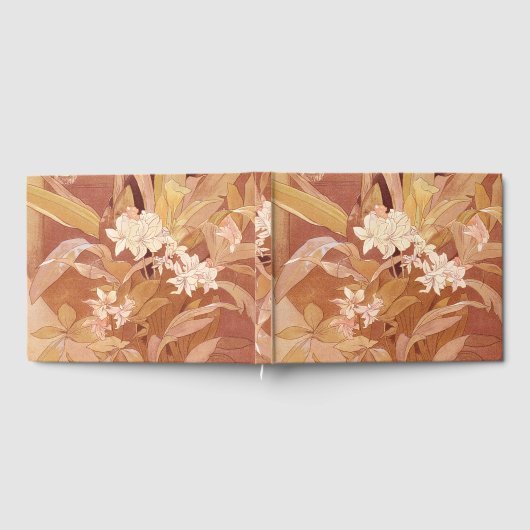 Alphonse Mucha Art Nouveau Floral Detail Gästebuch (Voll)