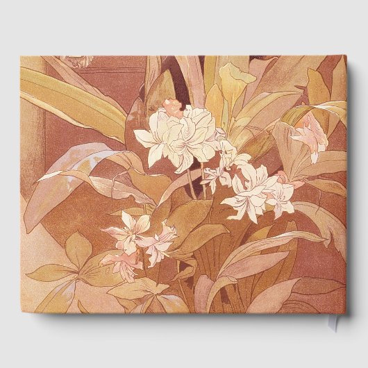 Alphonse Mucha Art Nouveau Floral Detail Gästebuch (Rückseite)