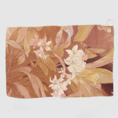 Alphonse Mucha Art Nouveau Floral Detail Golfhandtuch (Horizontal)