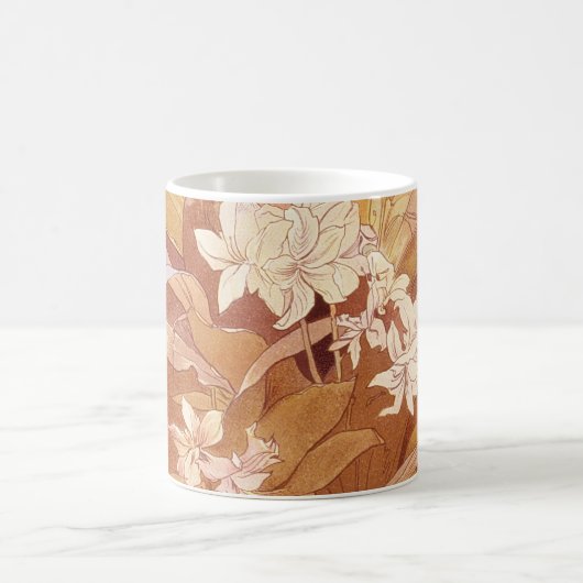 Alphonse Mucha Art Nouveau Floral Detail Kaffeetasse (Mittel)