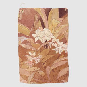 Alphonse Mucha Art Nouveau Florales Detail Golfhandtuch