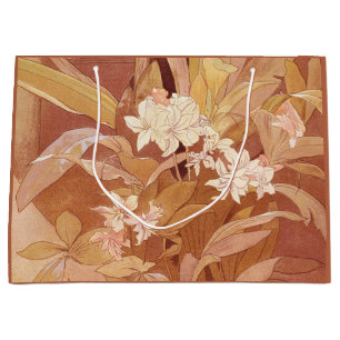 Alphonse Mucha Art Nouveau Florales Detail Große Geschenktüte