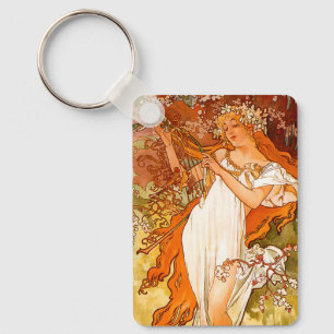Alphonse Mucha Art Nouveau Frühling Schlüsselanhänger