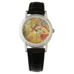 Alphonse Mucha Art Nouveau Herbst Armbanduhr