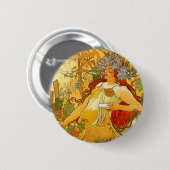 Alphonse Mucha Art Nouveau Herbst Button (Vorne & Hinten)