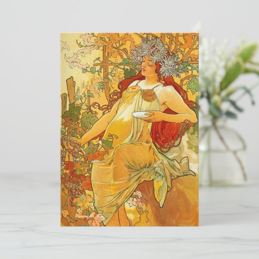 Alphonse Mucha Art Nouveau Herbst Einladung (Stehend Vorderseite)