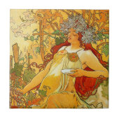Alphonse Mucha Art Nouveau Herbst Fliese (Vorderseite)