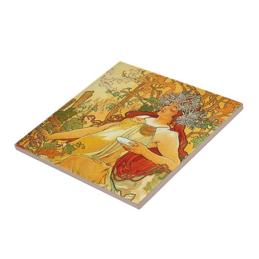 Alphonse Mucha Art Nouveau Herbst Fliese (Seite)