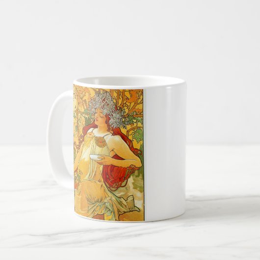 Alphonse Mucha Art Nouveau Herbst Kaffeetasse (Vorderseite Links)
