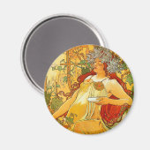 Alphonse Mucha Art Nouveau Herbst Magnet (Vorderseite/Rückseite)