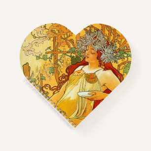 Alphonse Mucha Art Nouveau Herbst Notizblock