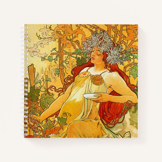 Alphonse Mucha Art Nouveau Herbst Notizblock (Vorderseite)