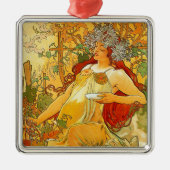 Alphonse Mucha Art Nouveau Herbst Ornament Aus Metall (Vorne)