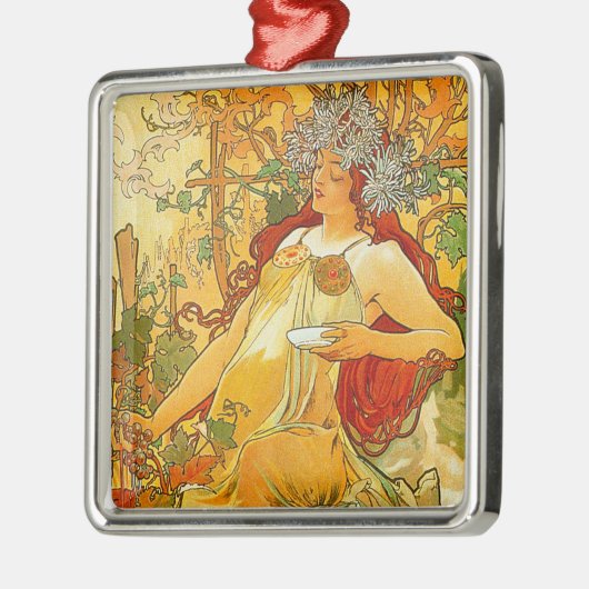 Alphonse Mucha Art Nouveau Herbst Ornament Aus Metall (Links)